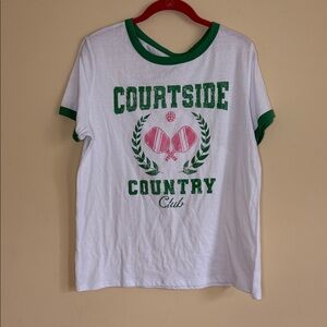 The Spring Shop Courtside Country Club" pickleball graphic ringer tee Sz XL